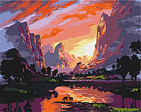 Картина по номерам BrushMe Яркий закат в горах 40х50см BS51977 KP, код: 8263413