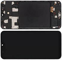 Дисплей Samsung A205 Galaxy A20 модуль в зборі з тачскріном і рамкою, чорний