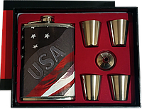 Подарочный набор с флягой для алкоголя и рюмками "USA" D501