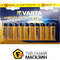 Батарейка Varta AA Longlife Extra Alkaline, 10шт. (04106101461)