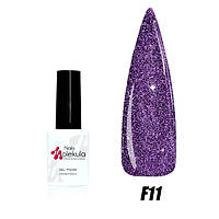 Гель-лак Molekula - світловідбиваючий F11, 6 мл, темно-фіолетовий колір, шиммер, опал.