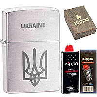 Подарочный набор Zippo Зажигалка 200-U + Бензин 3141 + Коробка + Кремни 2406