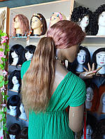 Натуральний слов'янський хвіст шиньйон на крабі шпильці 50 см русявий