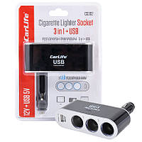 Розгалужувач прикурювача 3в1 + USB CarLife CS302