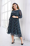 Жіноча сукня з легкого шифону в квітковий принт Розміри: 46-48,50-52,54-56,58-60,62-64,66-68, фото 2