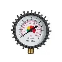 Манометр для пистолета подкачки 1/4" 12 атм, резьба с нижним расположением