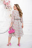 Жіноча сукня з легкого шифону в квітковий принт Розміри: 46-48,50-52,54-56,58-60,62-64,66-68, фото 4
