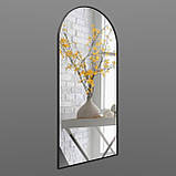 Дзеркало настінне 150х70 см у металевій рамі напівкругле. Дзеркала для передпокою, вітальні, будинку лофт Чорне, фото 2