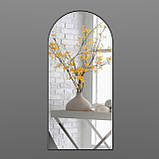 Дзеркало настінне 150х70 см у металевій рамі напівкругле. Дзеркала для передпокою, вітальні, будинку лофт Чорне, фото 3