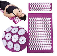 Масажний ортопедичний килимок з подушкою Acupressure Mat Ортопедический массажный коврик 65 см*41 см mid