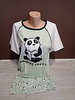 Підліткова піжама для дівчинки Туреччина Розумна панда футболка та шорти 10-16 років мята