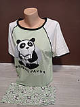 Підліткова піжама для дівчинки Туреччина Розумна панда футболка та шорти 10-16 років рожева та м'ята, фото 5