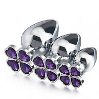 Анальний корок Metal Clover Butt Plug Jewelry Large Purple Kitty