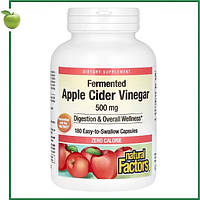 Ферментированный яблочный уксус, 500 мг, 180 капсул, Natural Factors, США