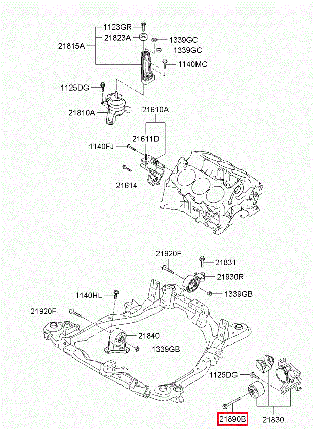 Болт подушки двигуна лівої Santa Fe Sonata Tucson Sportage MOBIS 218902E000, фото 2