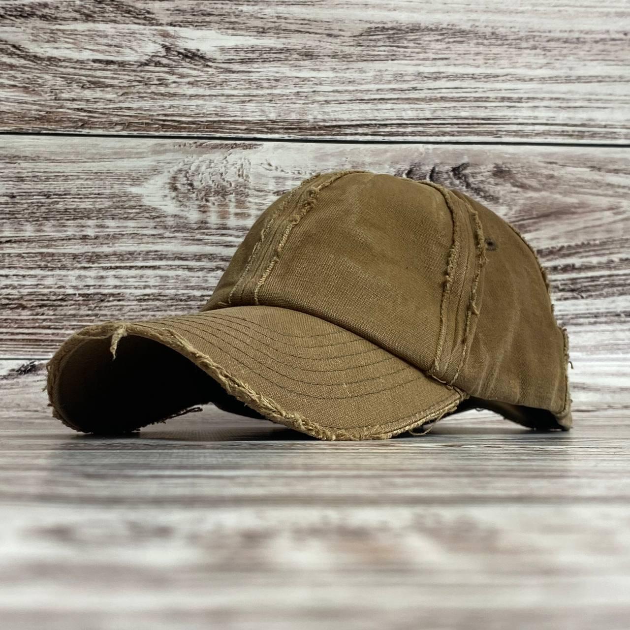 Бейсболка унісекс у коричневому кольорі з потертостями, фото 1