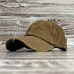 Бейсболка унісекс у коричневому кольорі з потертостями