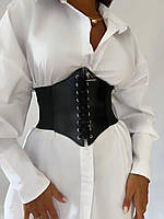 Жіночий корсет на шнурівці 62-78 см в чорному кольорі