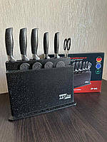 Набор ножей с разделочными досками + ножницы Zepline ZP-043 Черный
