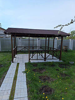 Дерев'яна альтанка 4 на 3 м, розбірна (на 14-16 осіб)