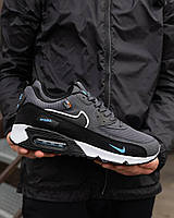 Мужские кроссовки Nike Air Max 90 Grey Blue, найк эир макс 90 серые с черным