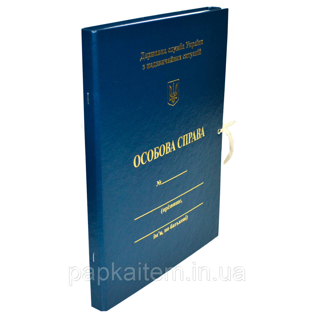 Папка "Особова Справа, ДСНС України" на зав'язках, А4, 20 мм, бумвініл, тиснення золото