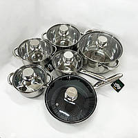 Набор посуды кастрюли Rainberg RB-601 12 предметов | Набор кастрюль для электроплиты LZ-275 для дома