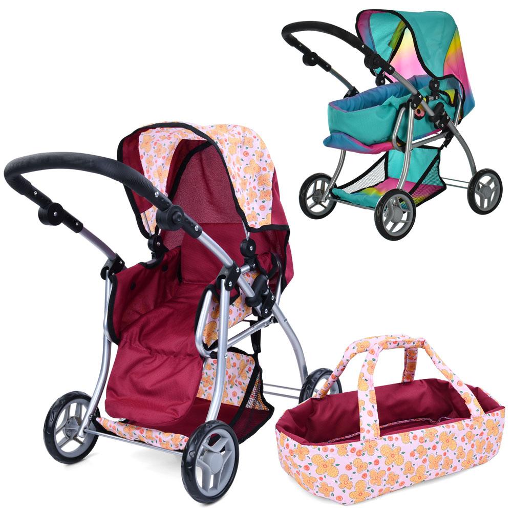 Візок 9672 для ляльки, мет., демісезонний, трансформер, люлька-перенесення, кошик, 60-58-35 см., фото 1