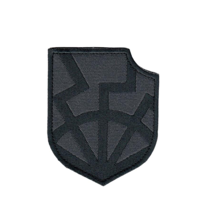 Шеврон військовий / армійський, Чорне сонце, на сірому, ЗСУ. 7 см х 8,5 см, фото 1
