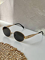 Солнцезащитные овальные золотые очки Селин Celine