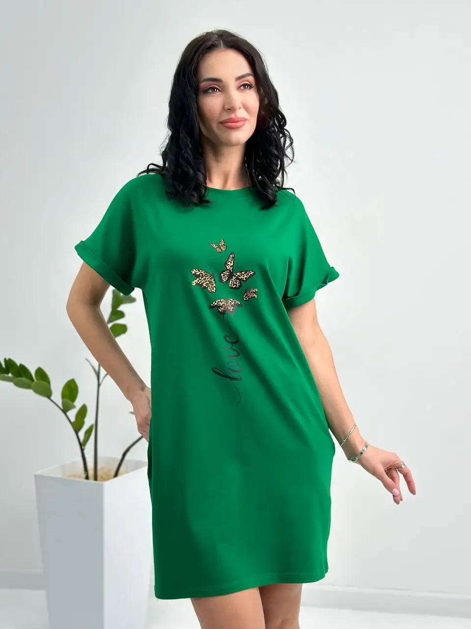 Летнее женское платье с коротким рукавом, платье туника, платье длинная футболка от 42 до 52 размера