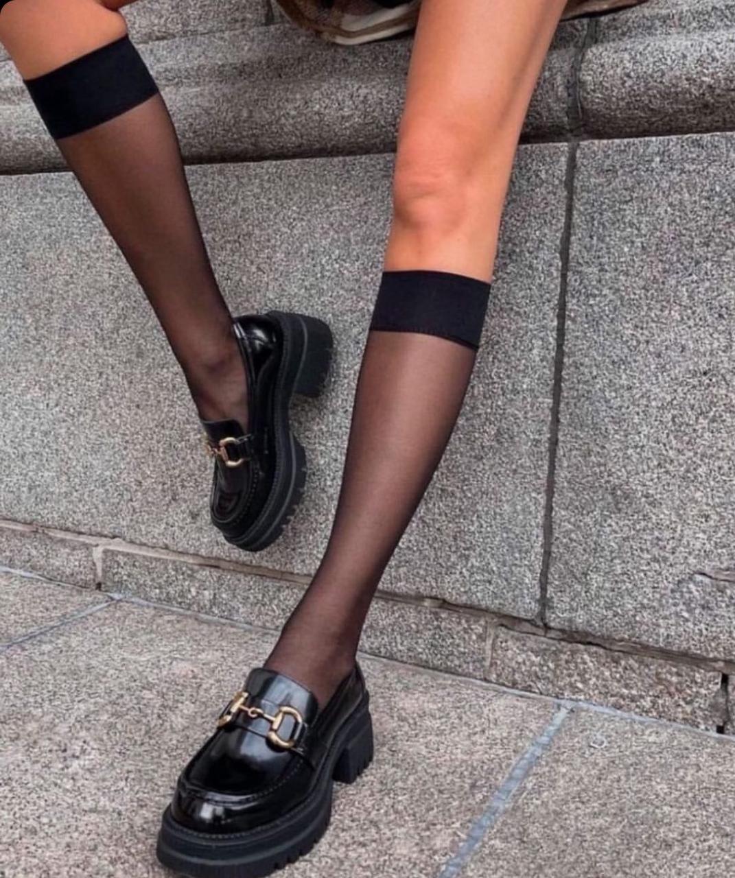 Чорні Жіночі капронові гольфи Giulia Шкарпетки довгі шкарпетки Універсальні 2 пар/уп.