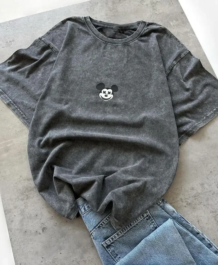 Натуральна жіноча футболка, що дихає, прямий вільний фасон (оверсайз) від 42 до 52 розміру