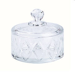 Скляна цукерниця 300 (мл) з кришкою 96 (мм) прозора Lugi
