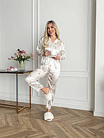 Модна красива піжама. Костюм домашній комфортний. Спальний комплект штани і сорочка., фото 5