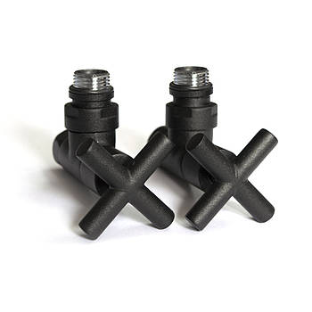 Кран кутовий для сушарок для рушників Raftec Premium 1/2x1/2, чорний муар, 2 шт.