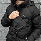 Чоловіча сумка слінг Cross Body через плече чорна з тканини нагрудна бананка на кожен день, фото 2