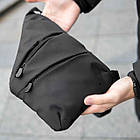 Чоловіча сумка слінг Cross Body через плече чорна з тканини нагрудна бананка на кожен день, фото 7