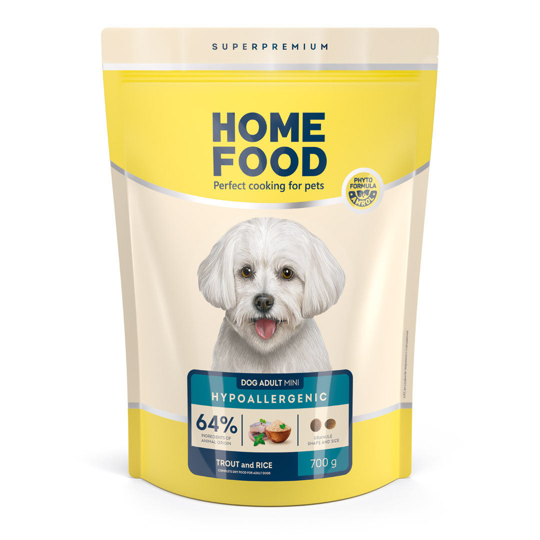 Home Food сухий корм гіпоалергенний для цуценят малих порід форель з рисом і овочами 0,7 кг