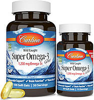 Омега-3 из рыбы дикого отлова 1200 мг (Super Omega-3) Carlson 100+30 капсул