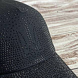 Патріотична чорна бейсболка з тризубом і стразами, фото 2