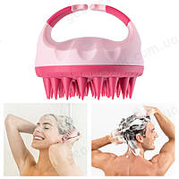 Силиконовая щетка-массажер для мытья головы V2 - Ø 9 см - two tone-pink