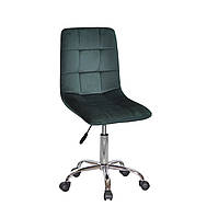 Офисное кресло в бархатной оббивке Tom CH-Office без протектора колес (пластиковые колеса) зеленый бархат
