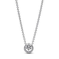Серебряное ожерелье Pandora Пандора "Блестящий круг с паве" 391174C01