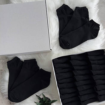 Чоловічі короткі шкарпетки 30 пар без бренду чорні Подарунковий набір шкарпеток