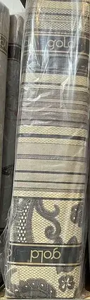 Набивна бежева Бязь Gold Lux 220 см принт квіти та смуги, тканина бавовняна для постільної білизни в рулоні 50 м, фото 4