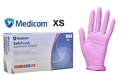 Рукавички нітрилові без пудри Medicom Pink XS 3.8 г 100 шт.