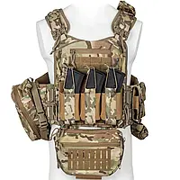 Плитоноска тактична з підсумками Vik-tailor MOLLE Multicam