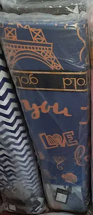 Темна тканина 220 см для постільної білизни синя Бязь Gold Lux принт Love Париж, Ейфелева вежа в рулоні 50 м, фото 3