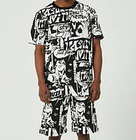 Louis Vuitton Lux мужской люкс летний комплект футболка и шорты Луи Витон коттон черный белый